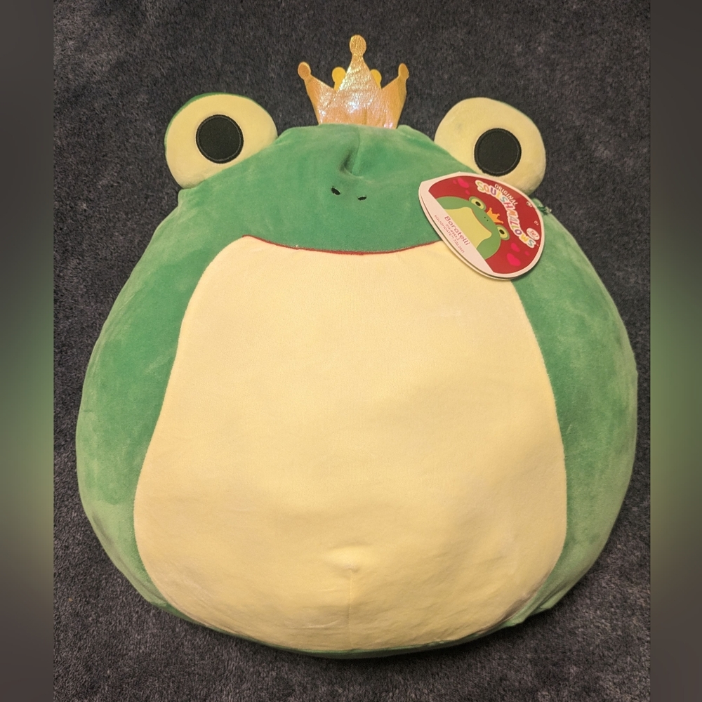 Squishmallow frog prince named Baratelli on tag 20 inches